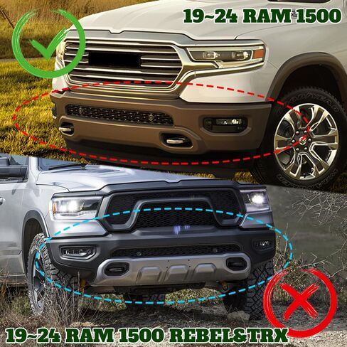 Matte Black Front Bumper Spoiler Lip STP-Style 3PCS ABS Fit for 2019-2024 Ram 1500, Car Mods Replacement Part Assembly, Air Chin Body Kit Splitter, 2020 2021 2022 2023 (w/Sequential LED) in Saudi Arabia
