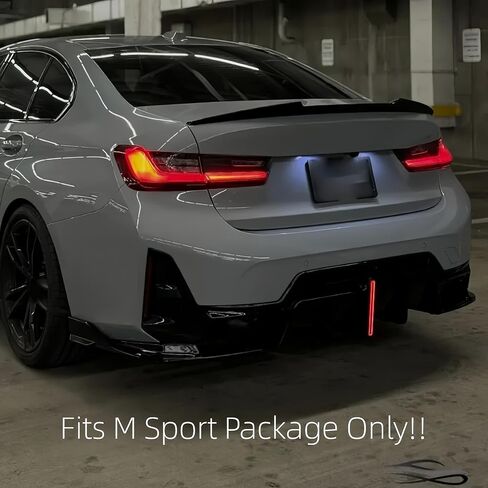 Rear Diffuser Fit for BMW 3 Series G20 330i/M340i LCI 2023-2024 Sedan 4-Door Gloss Black Rear Lower Diffuser with LED Light Automotive Exterior Accessories ABS 3PC Body Kit in Kuwait