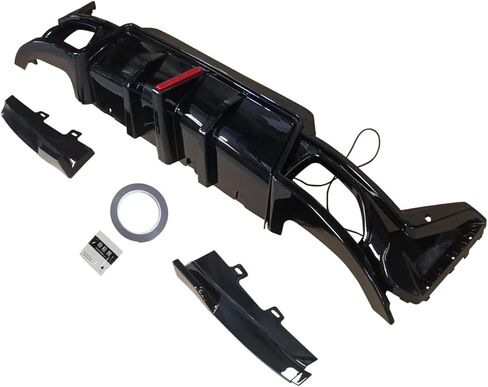 Rear Diffuser Fit for BMW 3 Series G20 330i/M340i LCI 2023-2024 Sedan 4-Door Gloss Black Rear Lower Diffuser with LED Light Automotive Exterior Accessories ABS 3PC Body Kit in Kuwait