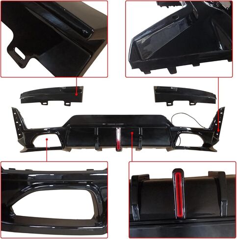 Rear Diffuser Fit for BMW 3 Series G20 330i/M340i LCI 2023-2024 Sedan 4-Door Gloss Black Rear Lower Diffuser with LED Light Automotive Exterior Accessories ABS 3PC Body Kit in Kuwait