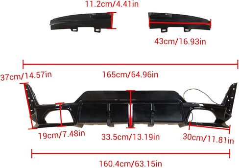 Rear Diffuser Fit for BMW 3 Series G20 330i/M340i LCI 2023-2024 Sedan 4-Door Gloss Black Rear Lower Diffuser with LED Light Automotive Exterior Accessories ABS 3PC Body Kit in Kuwait
