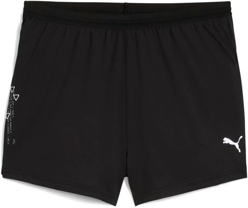 شورت PUMA للرجال Run Knit مقاس 3 بوصة مقسم عالي الخصر وجزء سفلي كاجوال برباط - أسود in Saudi Arabia