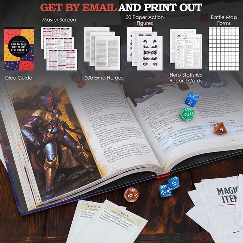 Dungeons and Dragons Essentials Kit - Starter Set Extra 6 Dice Sets, Flannel Bags, Master Screen, Figures, New Heroes, Dice Guide, Statistic Sheets - DND 5th Edition Rolling Board Game in Kuwait