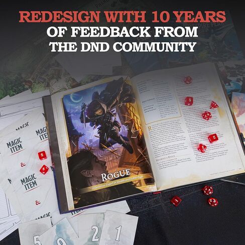 Dungeons and Dragons Essentials Kit - Starter Set Extra 6 Dice Sets, Flannel Bags, Master Screen, Figures, New Heroes, Dice Guide, Statistic Sheets - DND 5th Edition Rolling Board Game in Kuwait