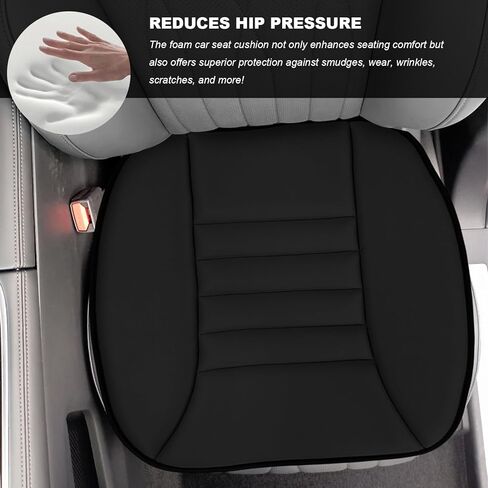 Car Seat Cushion, Breathable Driver Seat Protector with 1.2" Thick Comfortable Memory Foam, Universal Non-Slip Chair Pillow Pressure Relief Cushion Pad for Car Home Office (Black) in Saudi Arabia