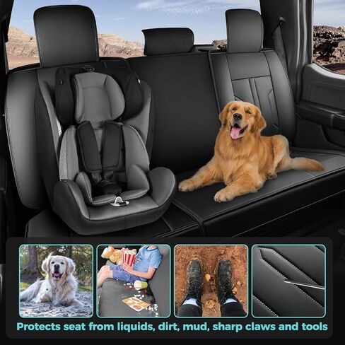 Seat Covers for Ford F150 2009-2025, F250 F350 F450 Crew Cab 2017-2025, Faux Leather Car Seat Covers Full Set, Waterproof Seat Covers for Cars Trucks Pickup,BlackGrey in Saudi Arabia