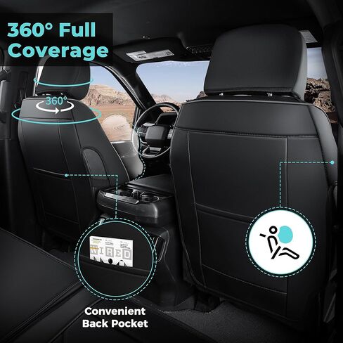 Seat Covers for Ford F150 2009-2025, F250 F350 F450 Crew Cab 2017-2025, Faux Leather Car Seat Covers Full Set, Waterproof Seat Covers for Cars Trucks Pickup,BlackGrey in Saudi Arabia