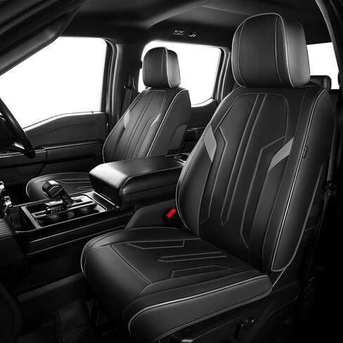 Seat Covers for Ford F150 2009-2025, F250 F350 F450 Crew Cab 2017-2025, Faux Leather Car Seat Covers Full Set, Waterproof Seat Covers for Cars Trucks Pickup,BlackGrey in Saudi Arabia