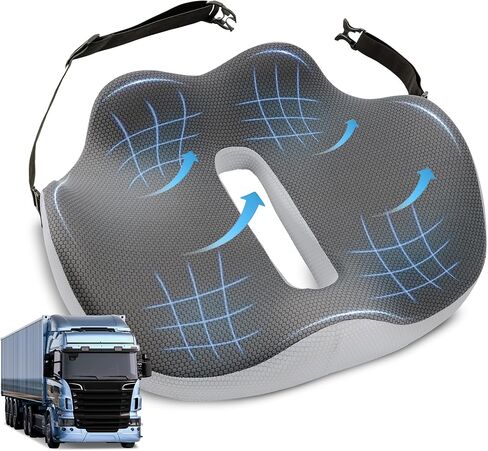 VUSIGN X-Large Seat Cushion for Truck & Car Drivers, Memory Foam Seat Cushion for Long Driving, Sciatica & Tailbone Pain Relief, Ergonomic Back Support Cushion with Non-Slip Bottom & Washable Cover in Kuwait