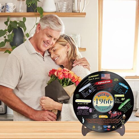 Holkcog الفينيل سجل 1966 زخرفة عيد ميلاد، خمر مرة أخرى في عام 1966 ملصق حفلة عيد ميلاد مع حامل، 60 سنة لوازم الحفلات للرجال والنساء، هدايا لم شمل فئة الذكرى الستين in Kuwait