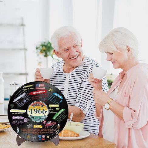 Holkcog الفينيل سجل 1966 زخرفة عيد ميلاد، خمر مرة أخرى في عام 1966 ملصق حفلة عيد ميلاد مع حامل، 60 سنة لوازم الحفلات للرجال والنساء، هدايا لم شمل فئة الذكرى الستين in Kuwait