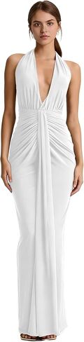 Chiffon Prom Dresses 2026 Long Halter Ball Gown Mermaid Formal Evening Party Dress for Women with Tie in Saudi Arabia