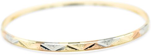 Tribal Arrow Tri-Tone Rose Gold, Yellow Golden, & Silver Tone Bangle Cuff Bracelet, Gold Filled, 2.5" Inch Diameter in Kuwait
