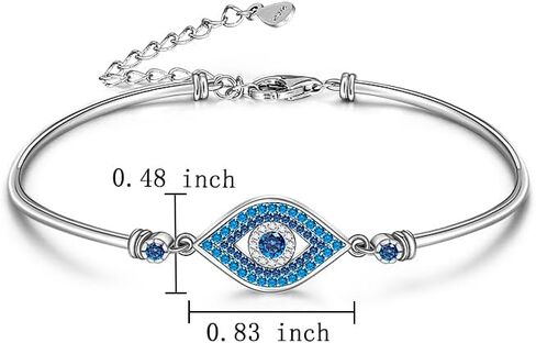 Fenthring Blue Evil Eye Bracelet for Women Blue Evil Eye Bracelets Sterling Silver 925 Turkish Greek Jewelry for Protection Bangle in Saudi Arabia