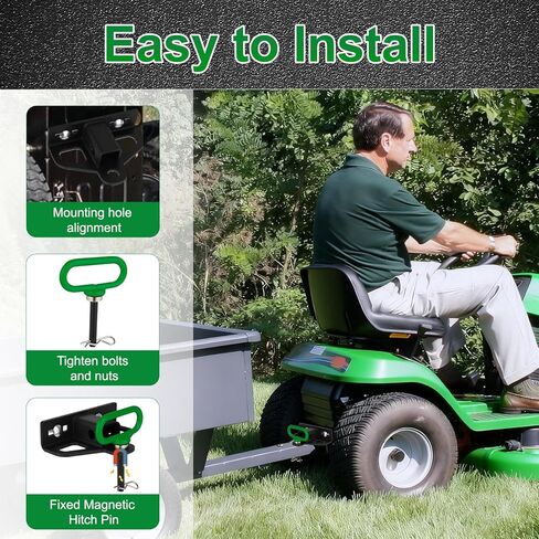 W&JWN Zero Turn Lawn Mower Hitch with 1-1/4" Receiver 6mm Thicker Heavy Duty Steel Lawn Mower Hitch with 1/2 inch Magnetic Trailer Hitch Pin & Green 5/8" Hitch Pin & Clips in Saudi Arabia