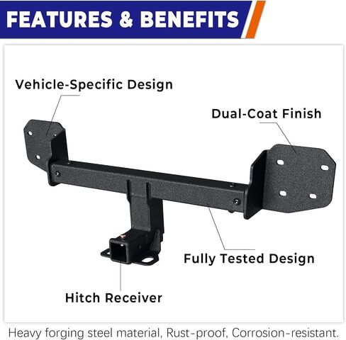 وصلة وصلة مقطورة من الفولاذ الأسود متوافقة مع 2010-2019 بديل سوبارو أوت باك مع جهاز استقبال وصلة 2 بوصة in Kuwait