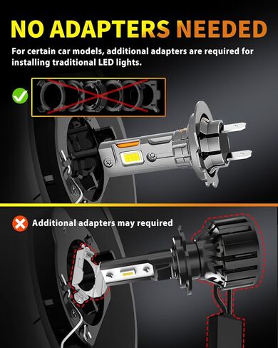 مصابيح أمامية H7 للسيارات والرياضات الرياضية، 6500K أبيض بارد، مقاس 1:1 OEM، تركيب لمدة 3 دقائق، مقاومة للماء IP68، عمر 10 سنوات، ملاءمة 99%، مثالية لتجميعات المصابيح الأمامية، حزمة من 2 in Kuwait