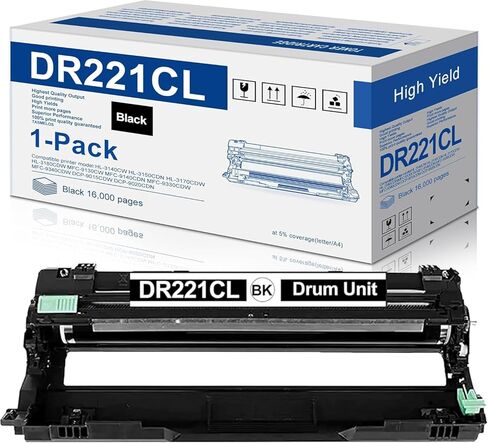 DR221CL Drum Unit 1 Pack Replacement for Brother DR221 DR-221CL Drum Unit for MFC-9340CDW MFC-9330CDW MFC-9140CDN HL-3140CW HL-3150CDN MFC-9130CW HL-3170CDW Printer ( DR221CL Black ) in Kuwait