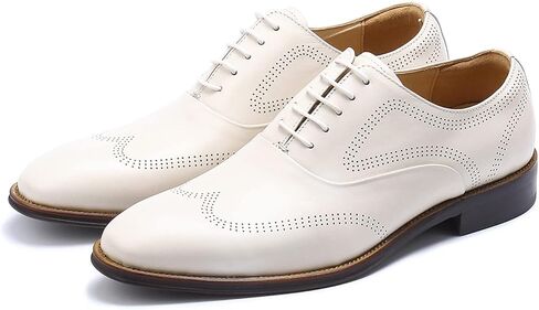 Santimon Mens Dress Shoes Business Formal Lace up Oxford Shoes for Men Ivory White in Saudi Arabia