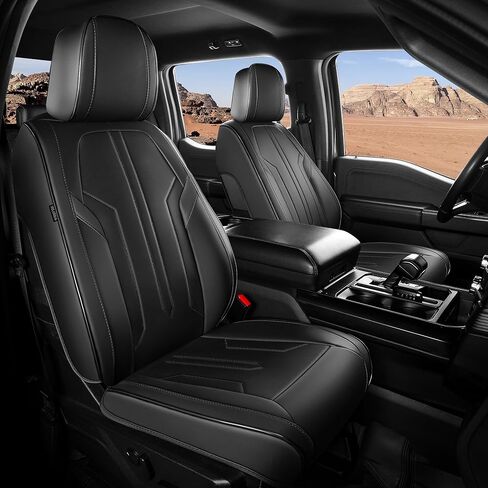 Seat Covers for Ford F150 2009-2025, F250 F350 F450 Crew Cab 2017-2025, Faux Leather Car Seat Covers Full Set, Waterproof Seat Covers for Cars Trucks Pickup,BlackGrey in Kuwait