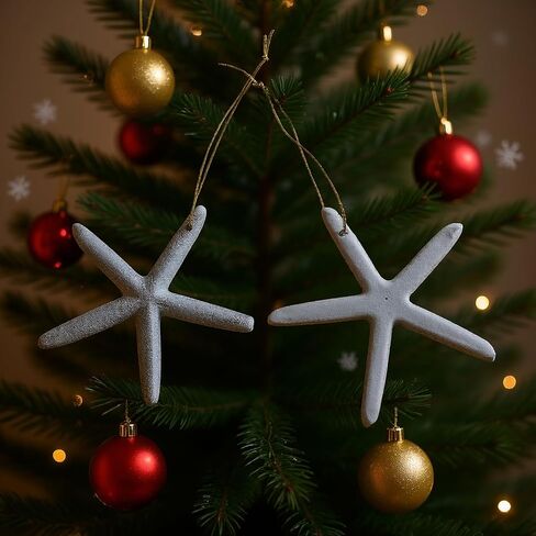 25 قطعة من نجم البحر الراتنج مقاس 3.15 بوصة مع حبل لشجرة الكريسماس المعلقة على الشاطئ وديكور منزلي للزفاف والحرف اليدوية (بيج) in Kuwait