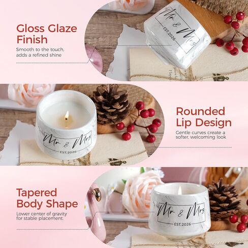 Wedding Gifts - Mr and Mrs Gifts-Wedding Gift for Couples 2026 - Bridal Shower Bride Gift for Married Newlywed - Just Married for Newlywed Couple Bride - Lavender Scented Candles 6 Oz in Saudi Arabia