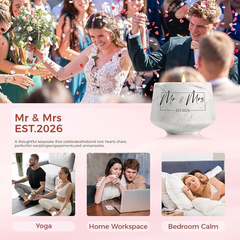 Wedding Gifts - Mr and Mrs Gifts-Wedding Gift for Couples 2026 - Bridal Shower Bride Gift for Married Newlywed - Just Married for Newlywed Couple Bride - Lavender Scented Candles 6 Oz in Saudi Arabia