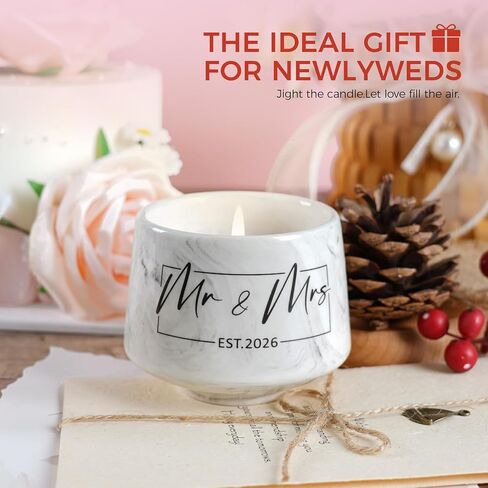 Wedding Gifts - Mr and Mrs Gifts-Wedding Gift for Couples 2026 - Bridal Shower Bride Gift for Married Newlywed - Just Married for Newlywed Couple Bride - Lavender Scented Candles 6 Oz in Saudi Arabia