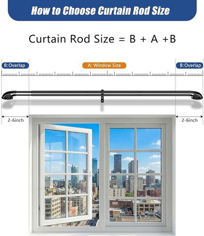Wrap Around Curtain Rod 28 to 48 Inch, 3/4 Inch Adjustable Double Blackout Curtain Rod, Metal Thickened Hidden Base Curved Drapery Rod, Black in Kuwait