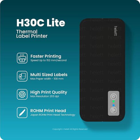 helett® H30C Lite USB Direct Thermal 4×6 Shipping Label Printer(Barcode) Adjustable Label Size|203DPI Resolution|152mm/s Printing Speed Compatible with Windows,Mac,Linux Chrome OS in Kuwait