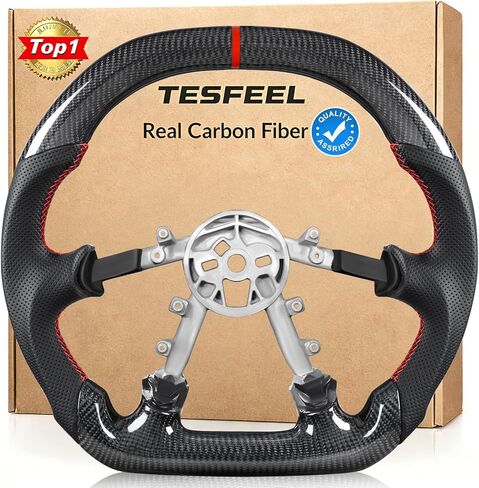 Steering Wheel for Chevy Corvette C5 1997-2004 Hydro-Dip Carbon Fiber D-shaped Flat-bottom Steering Wheel Preforated Leather Grip Hand-Stitched Compatible with Corvette C5 Base Z06 in Kuwait