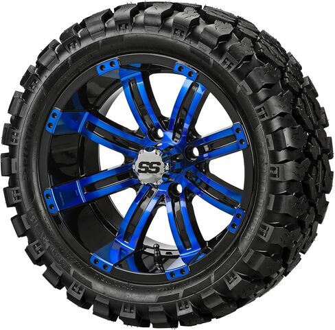 عربة RM 14 بوصة كازينو أبيض/أسود على إطار شعاعي سييرا روفر 23x10R14 (مجموعة من 4) | مجموعة إطارات وعجلات عربة الجولف مع صواميل العروة القياسية in Saudi Arabia