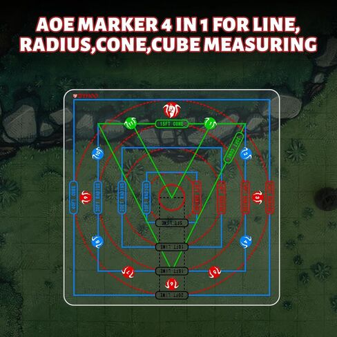 Byhoo DND Spell AOE Damage Marker D&D Area Effect Template - 1" Grid or Hex Tabletop Game Mat RPG Game Accessories for Dungeons and Dragons Series Pathfinder and Other TTRPGs in Kuwait