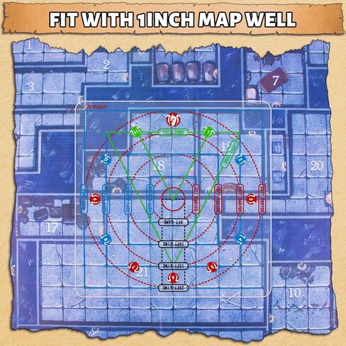 Byhoo DND Spell AOE Damage Marker D&D Area Effect Template - 1" Grid or Hex Tabletop Game Mat RPG Game Accessories for Dungeons and Dragons Series Pathfinder and Other TTRPGs in Kuwait