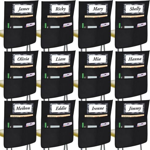 12 Pack Classroom Chair Pockets 19x16.8 Inch Chairback Buddy Pocket Chart Seat Back Organizer Student Storage with Lable Slot for Classroom Kindergarten School Home in Saudi Arabia