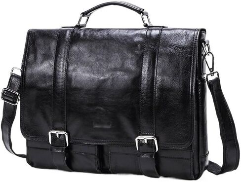 Men's Leather Briefcas Cowhide States Retro Handbag Compartment Shoulder Bag in Kuwait