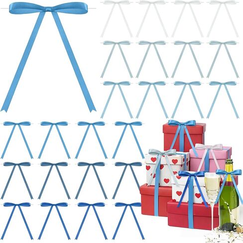 72 Pieces Christmas Twist Tie Bows 5 x 7 Inch Pastel Satin Ribbon Bows with Twist Tie Colored Craft Bows for Gift Wrapping Basket Wedding Birthday Party Christmas Decorations(Blue) in Kuwait