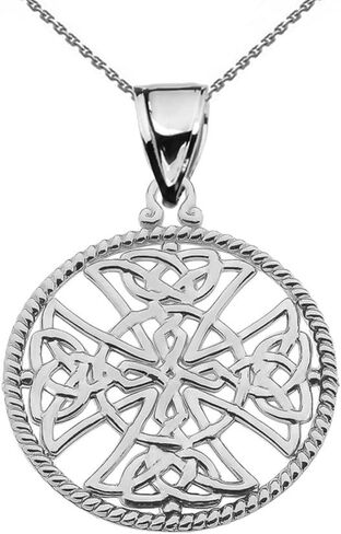 Religious Jewelry Sterling Silver Trinity Knot Celtic Cross Round Rope Design Frame Pendant Necklace in Saudi Arabia
