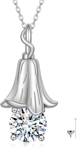 Moissanite Urn Necklace for Ashes 925 Sterling Silver Flower Urn Necklaces for Women Cremation Keepsake Necklace with 1 Ct Moissanite Stone Jewelry Gifts for Women in Saudi Arabia