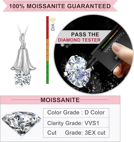 Moissanite Urn Necklace for Ashes 925 Sterling Silver Flower Urn Necklaces for Women Cremation Keepsake Necklace with 1 Ct Moissanite Stone Jewelry Gifts for Women in Saudi Arabia