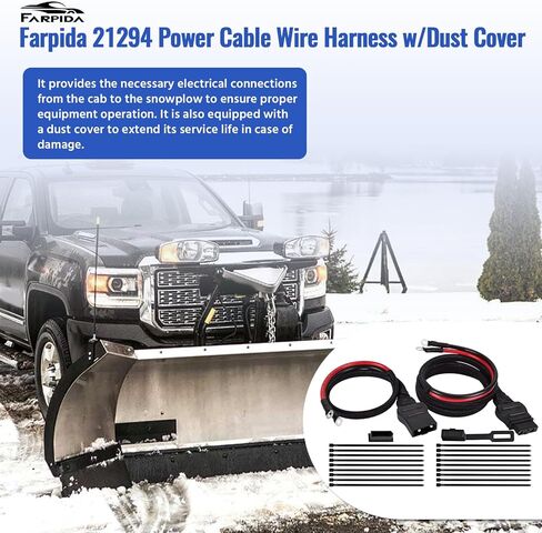 21294 61169 2-Pin Battery Cable Harness Kit Plow Side 21294 8245 & Truck Side 61169 8274 fit for Western Fisher Snow Plows in Kuwait
