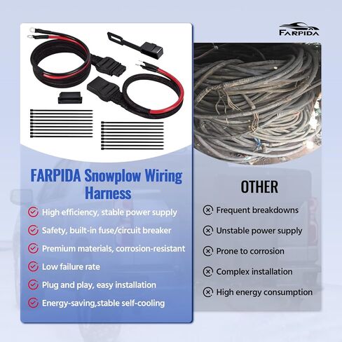 21294 61169 2-Pin Battery Cable Harness Kit Plow Side 21294 8245 & Truck Side 61169 8274 fit for Western Fisher Snow Plows in Kuwait