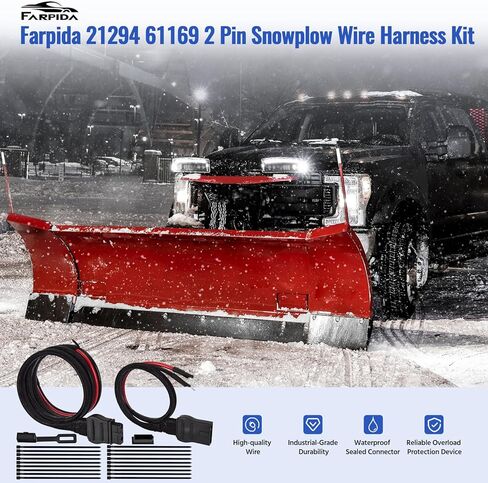 21294 61169 2-Pin Battery Cable Harness Kit Plow Side 21294 8245 & Truck Side 61169 8274 fit for Western Fisher Snow Plows in Kuwait