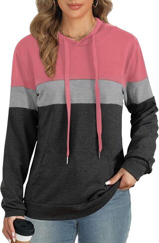 AURUZA Women's Long Sleeve Sweatshirt Hoodie with Pocket, Loose Fit Pullover Tunic Top in Saudi Arabia