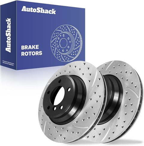 AutoShack Front Vented Drilled & Slotted E-Coated Brake Rotors 2-PC Set Replacement for 2007-2013 BMW 335i 2013-2015 BMW X1 ShadowGuard 13.7" (348 mm) in Saudi Arabia