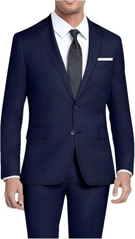 Mens 2 Piece Slim Fit Suit Set Two Button Solid Suit Jacket Pants with Tie Notch Lapel Casual Wedding Suits in Kuwait