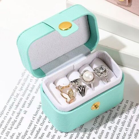 Portable Rectangular Jewelry Storage Box - Blue, Suitable for Rings, Earrings, and Accessories in Saudi Arabia