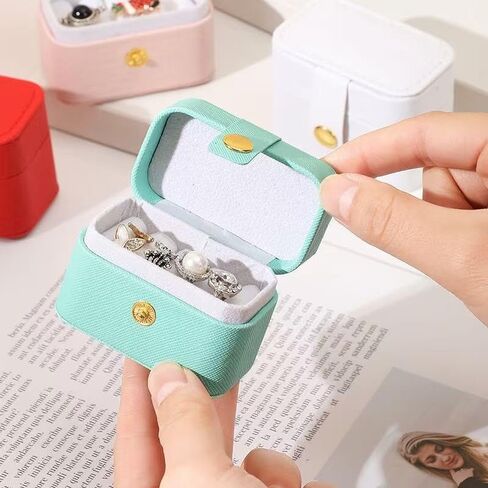 Portable Rectangular Jewelry Storage Box - Blue, Suitable for Rings, Earrings, and Accessories in Saudi Arabia