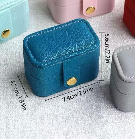 Portable Rectangular Jewelry Storage Box - Blue, Suitable for Rings, Earrings, and Accessories in Saudi Arabia