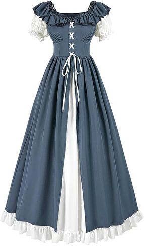 LTAKK Renaissance Dress Women Medieval Costume Lace Up Puff Sleeves Maxi Ren Faire Dresses in Saudi Arabia